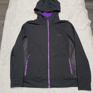 Ralph Lauren Active Hoodie Womens Medium Black Purple Full Zip Jacket Pocket LRL